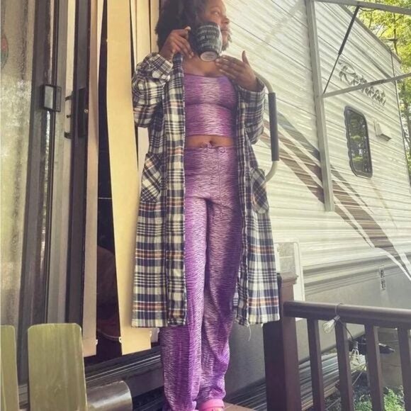 Unisex Vintage BVD Blue and Cream Plaid Robe – Soft Cotton Lounger, Size Medium - Picture 2 of 9